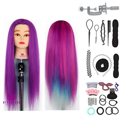 Training Head Practise Hairdressing Hair Mannequin Doll Clamp Braid Set Gift • £15.59