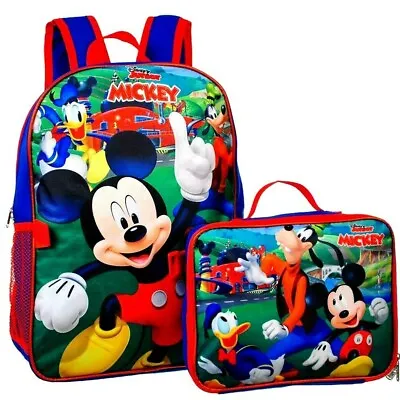 Mickey Mouse Club House Boys School Backpack Lunch Box Book Bag SET Kids Gift 16 • $23.99