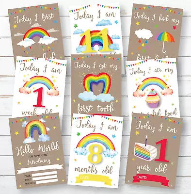 Rainbow Baby Milestone Cards • Baby Shower Gift • New Baby Gift • Keepsakes • £5.99