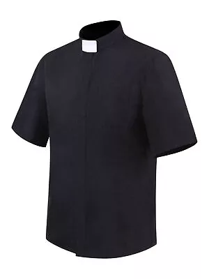 Mens Priest Clergy Tops Collar Pastor Minister Preacher Cospaly Costume T-Shirts • $31.88