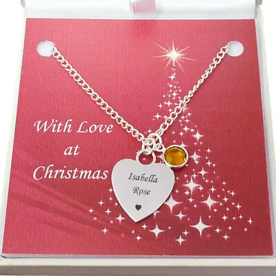 Personalised Necklace For Girls With Birthstone Any Engraving Christmas Gift • £19.99