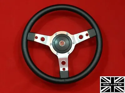 14  Classic Leather Steering Wheel & Hub. Fits MG Midget 70 • $164.95