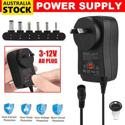 $15.25 • Buy Adjustable AC/DC 12V Power Supply Adapter Plug Charger 1.2A 3V/4.5V/5V/6V/7.5V