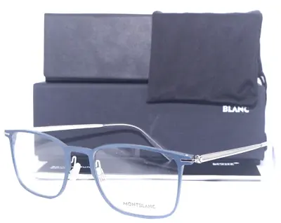 New Mont Blanc Mb0193o 003 Titanium Matte Blue Silver Authentic Eyeglasses 55-20 • $135