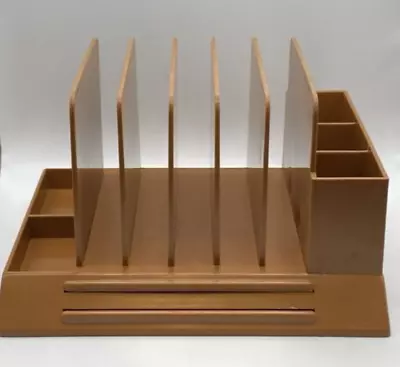 Vtg MCM Max Klein V-87 Brown Plastic Desk Organizer Baraboo WI USA 8.25x6.5x5 • $19.99