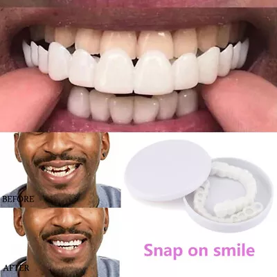 $7.89 • Buy Snap On Upper Lower False Teeth Dental Veneers Dentures Fake Tooth Cover Set USA