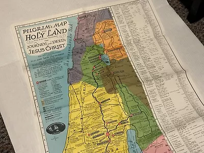 PILGRIMS MAP OF THE HOLY LAND Vintage Biblical Journeys Of Jesus Israel 1978 • $19.99