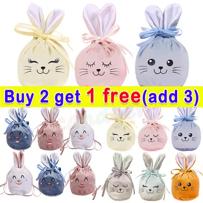1pcs Easter Rabbit Bunny Ears Velvet Candy Bag Wedding Party Decor Gift Bags UK/ • £2.47