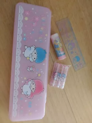 Sanrio Little Twin Stars  Vintage  Pencil Case Eraser Ruler  Cap Set 1989 1994 • $30