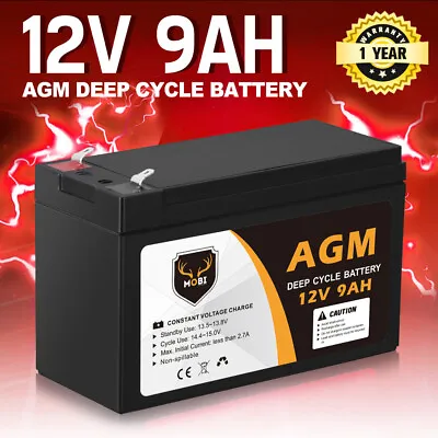 Mobi 12V 9AH AGM Battery Deep Cycle Lead Acid SLA Solar Power UPS Alarm Toy • $29.95