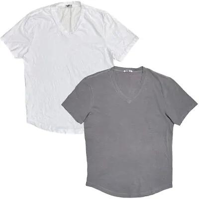 Buck Mason Men's Slub Curved Hem V-Neck Made In USA Tee T-Shirt • $19.50