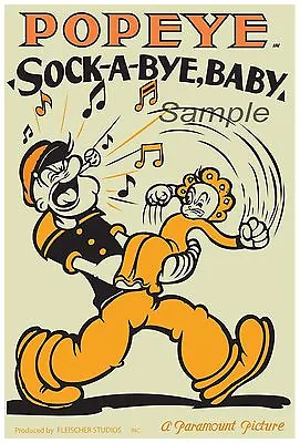 £2.97 • Buy Vintage Popeye Sock A Bye Baby A4 Poster Print