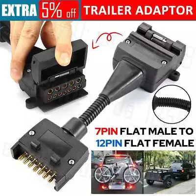 12 Pin Female Socket To 7 Pin Flat Male Plug Trailer Wiring Connector Adaptor AU • $12.45