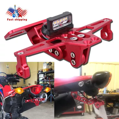 RED Motorcycle Fender Eliminator License Plate Holder Tail Light LED Bracket • $21.84