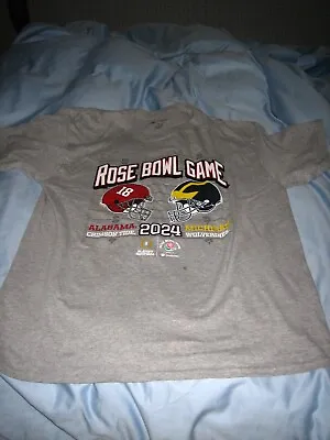 Michigan Vs Alabama Football Playoff 2024 Rose Bowl Matchup Unisex T-Shirt Gray • $19.95
