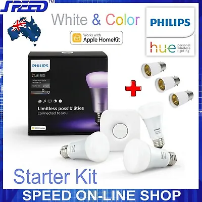 $1239 • Buy Philips Hue White & Color Ambiance Starter Kit - (Bridge + 3xBulbs&B22 Adaptors)