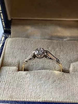 $276.96 • Buy 18ct Gold & Illusion Set Solitaire Engagement Diamond Ring .10ct