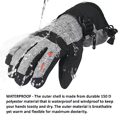 Alpine Swiss Mens Waterproof Ski Gloves Snowboarding 3M Thinsulate Winter Gloves • $19.99
