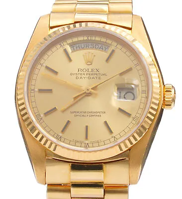 Mens Rolex 18K Gold Day-Date President Watch Gold Champagne Dial 18038 • $13399.98