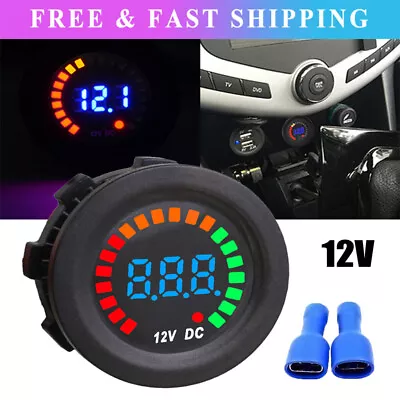 12v Voltmeter Gauge Battery Monitor Meter Panel LED Digital For Car Boat Marine • £10.78