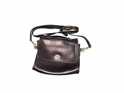 Coach Court 9870 Vintage Black Leather Satchel Crossbody Bag • $64.99