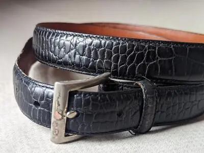 Vintage POLO By RALPH LAUREN Crocodile Print 40-42 Dress Belt LEATHER Alligator • $39.95