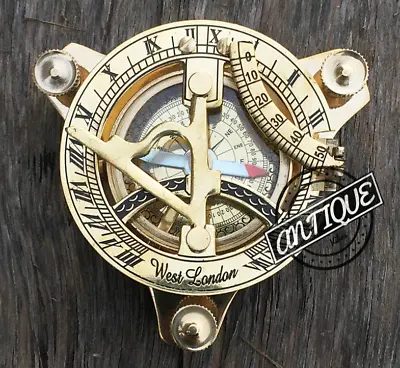 Vintage Handmade Brass Nautical Sundial Compass Marine Sun Clock Birthday Gifts. • $15