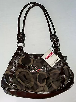 Rosetti New York Brown Purse Shoulder Handbag Fabric With Vinyl Trim NWT • $30.27