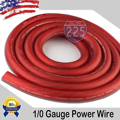 25 Ft True 1/0 0 AWG Gauge COPPER Power Positive Wire Strand Cable 25' Red  • $114.95