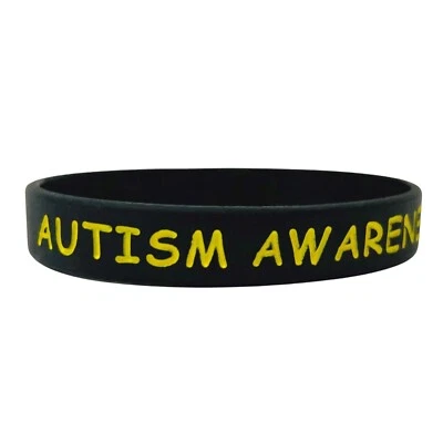 £5.99 • Buy Autism Awareness Wristband Black Silicone Band Bracelet Men Women's Autistic ASD