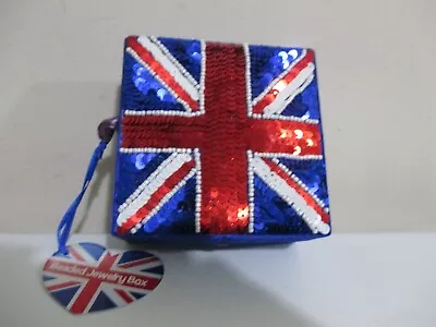 Jewellery Box Union Jack With Beading And Sequins • £7