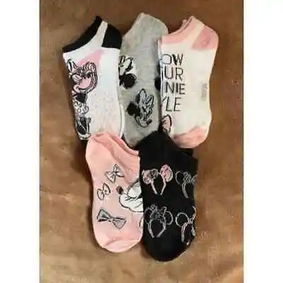 Minnie Mouse (5)pair Women's No Shoe Socks-Beauty & Bows Theme • $12
