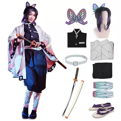 $39.99 • Buy Adult Demon Slayer Kochou Shinobu Cosplay Kimono Halloween Costume Outfit Set