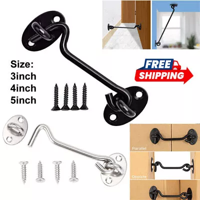 Cabin Hook And Eye Latch Lock Shed Gate Door Catch Silent Holder Stainless Steel • £2.29