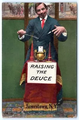 Jamestown New York Magician*raising The Deuce*playing Cards*antique Postcard • $19.95