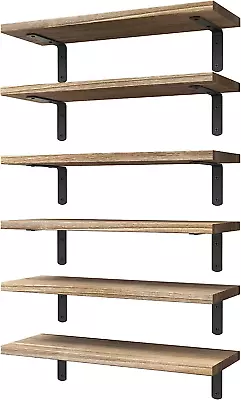 Wood Floating Shelves Set Of 6 For Farmhouse Floating Shelves For Bedroom • $33.99