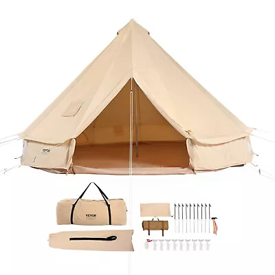 VEVOR Canvas Bell Tent 3m/9.8ft 4-Season Canvas Tent For Camping With Stove Jack • £247.19