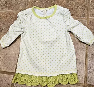 Matilda Jane Girl's Green Polka Dot Knit Long Sleeve Dress Sz 2T • $8