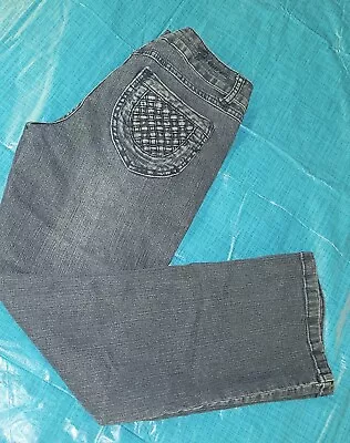 FLAVOUR By Bubblegum SZ 10P Flare Jeans Women Lattice Pockets Low Rise STRETCH • $25