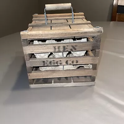  Hen Egg Co Wooden Mini Carrying Crate Vintage Look 6.5” H X 9” L X 7 .5” W • $26.99