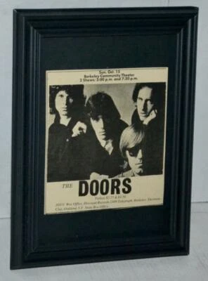 $59.99 • Buy The Doors 1967 Berkeley Community Theater 2 Shows  Concert Framed Promo Ad