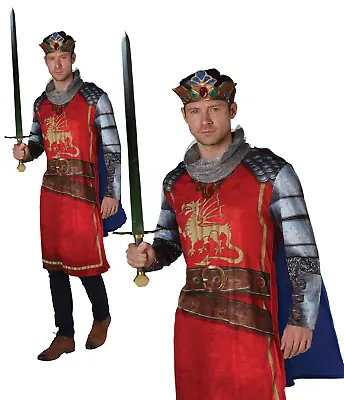 King Arthur Mens Costume Adults Medieval Fancy Dress Outfit + Crown • £19.99