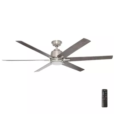 Kensgrove 64 In. Integrated LED Brushed Nickel Ceiling Fan With Light And Remote • $199.90