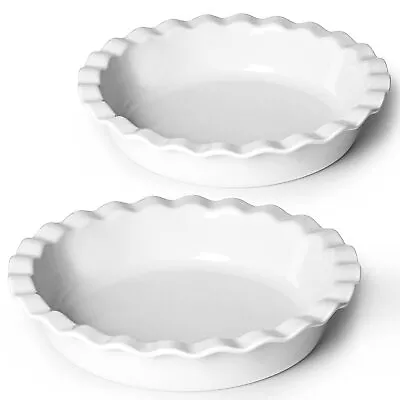10.5-Inch Deep Pie Pans 50oz Ceramic Large Round Pie Tins For Baking (White... • $51.55