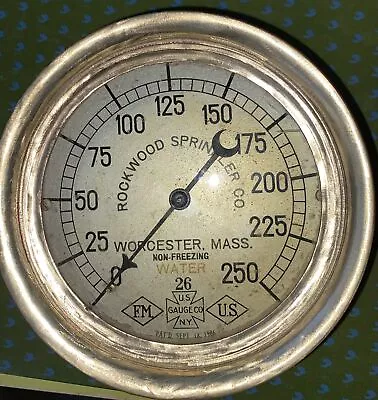 Antique 1910 Brass Pressure Gauge-Chicago Water-Rockwood Sprinkler Co. U.S Gauge • $125