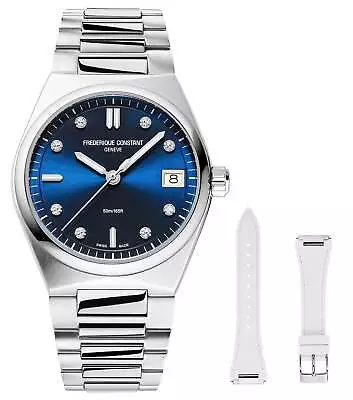 Frederique Constant Highlife Steel Blue Diamonds Date Womens Watch FC-240ND2NH6B • $869