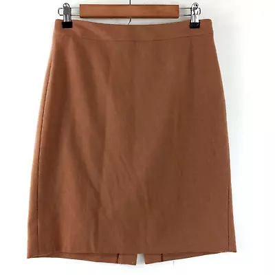 J Crew The Pencil Skirt Women's Size 4 Brown Solid Lined Short Slit Classic • $9.34