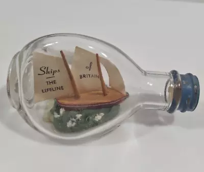 Vintage Ship In A Bottle 4  Handmade By Seamen Ships Of The Britain Lifeline • $35