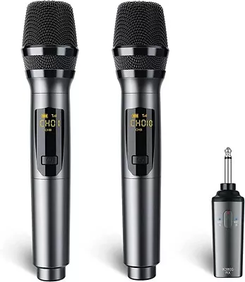 LEKATO Rechargeable Wireless Microphone 2.4GHz Dual Handheld Mic • £49.99