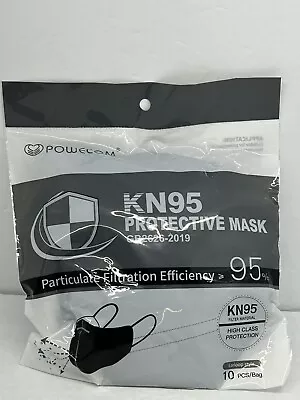 Powecom Black KN95 Protective Face Mask Respirator Earloop Style 10 Pack • $9.99